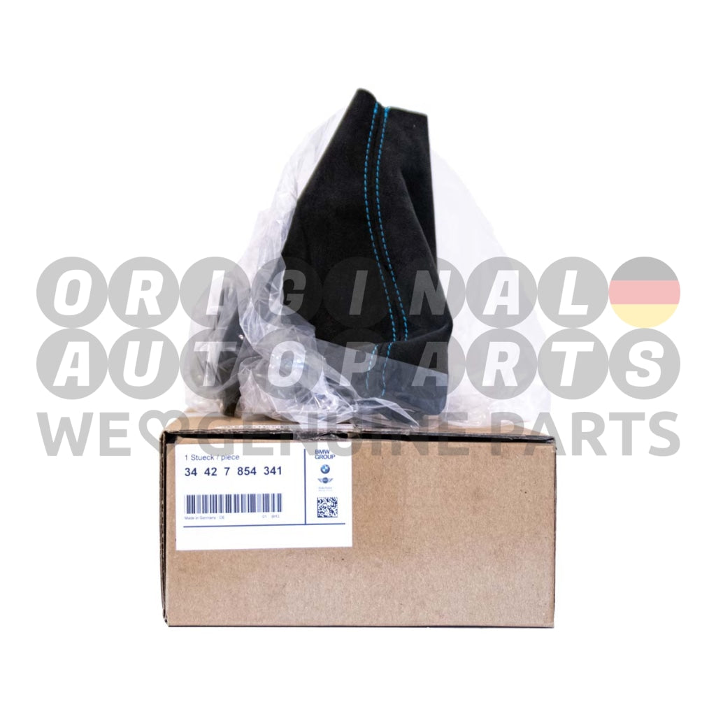 Original BMW Handbremshebelabdeckung Alcantara Blue Stitch 34427854341